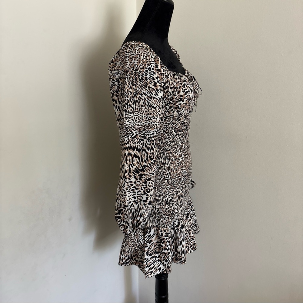 Express animal print long puff sleeve mini dress size XS - Picture 5 of 7